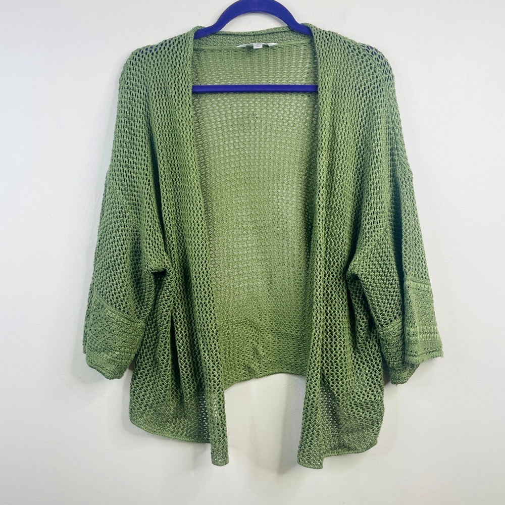Boho Fairy Grunge Crochet Cardigan Sweater Womens Large Green Whimsigoth Earthy